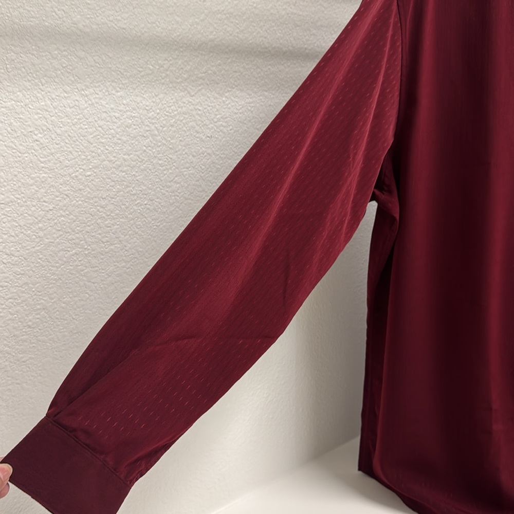 NWT Alfani Micotrend Men XXL Long Sleeve Button Down Burgundy Color Dress Shirt - Picture 4 of 14